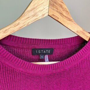 1. STATE Knitted Dark Fuchsia Sweater with Side Buttons - Large